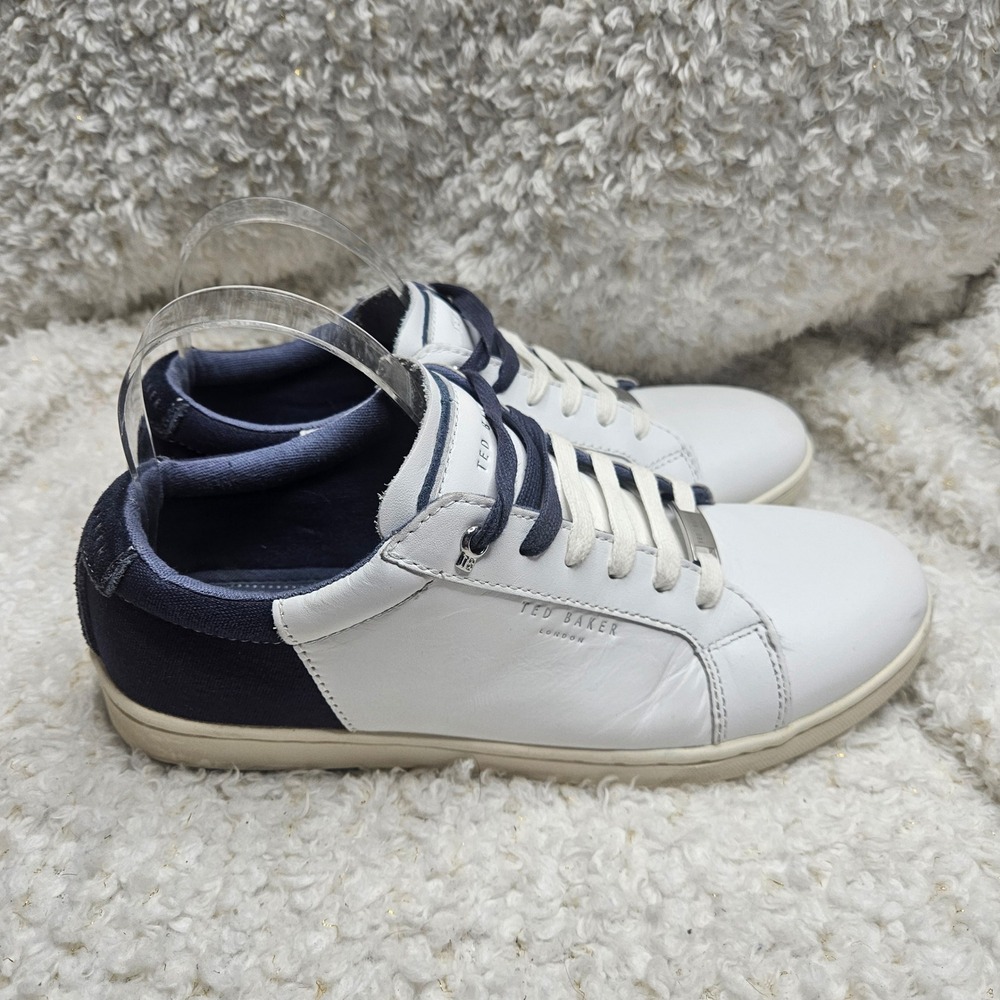 Ted‎ Baker Xiloto White and Navy Blue Mens Sneakers sz 8